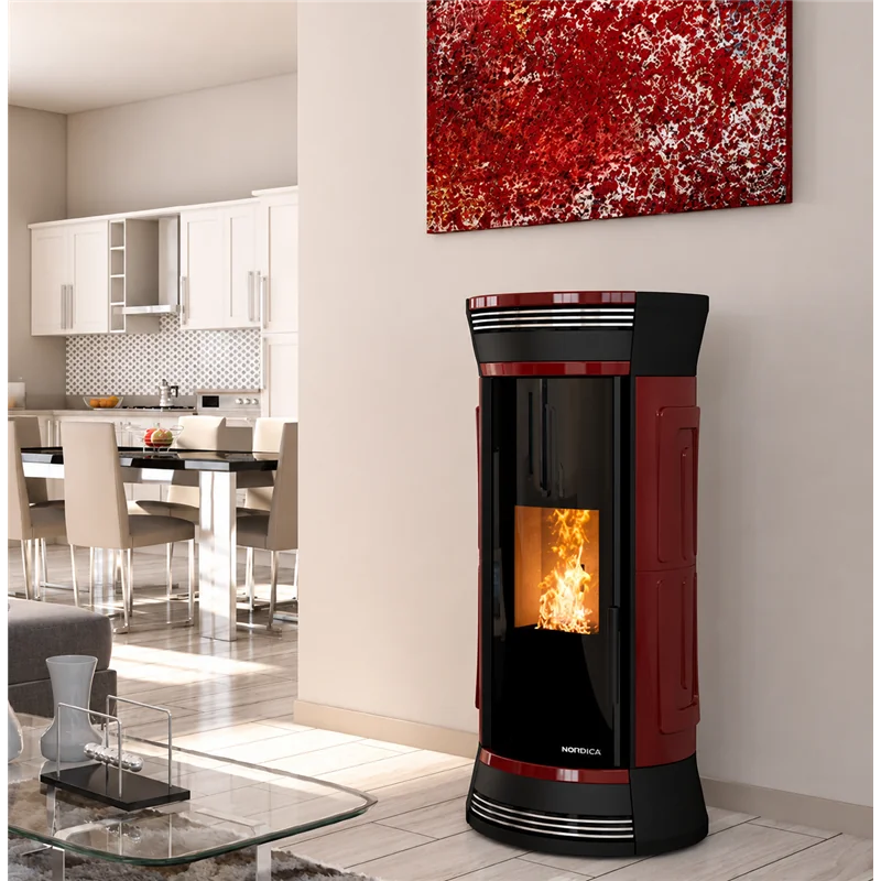 Moretti Design CLESSIDRA AQUA – Termostufa a pellet 14/19/22/24 kW con design iconico e Magic Glass
