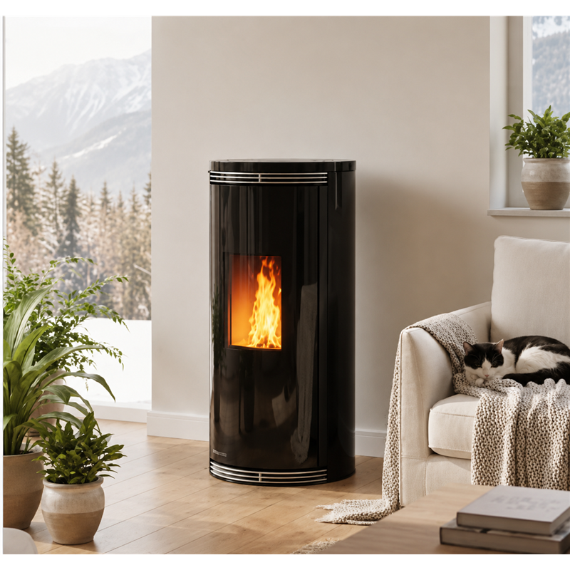 Moretti Design HARMONY AQUA – Termostufa a pellet 14/19/22/24 kW con Magic Glass e Silent Plus