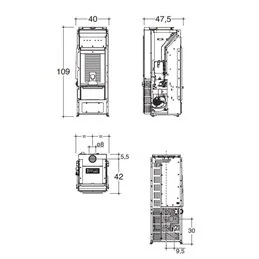 Pellet stove Caminetti Montegrappa CUMA GLASS EVO NIS10 smoke outlet higher than 9 Kw 5 stars