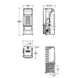 Stufa a pellet Caminetti Montegrappa CUMA GLASS EVO NIS9 EVO WIFI uscita fumi superiore 9 Kw 5 stelle