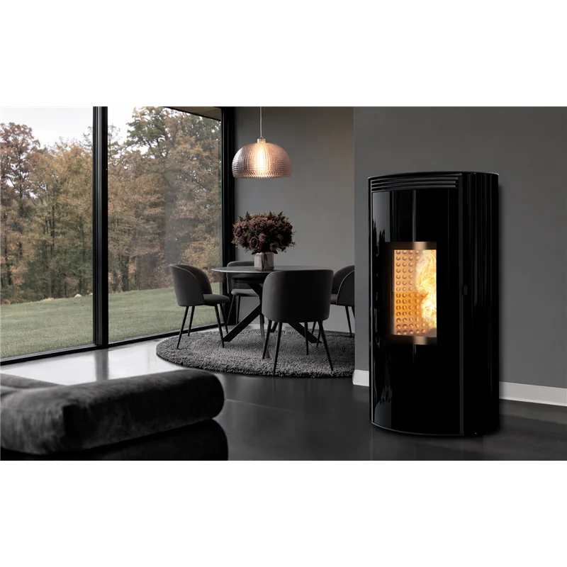 Stufa a pellet ermetica Caminetti Montegrappa CUMA GLASS NXS EVO 10,1 Kw 5 STELLE canalizzata 3 motori