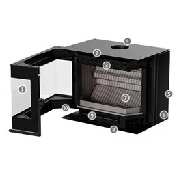 Stufa camino a legna trifacciale PANORAMA WALL Thermorossi 10,5 kW 5 stelle