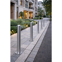 Stainless steel bollard AISI 304 Ø102 mm H800 mm anchored with bolts