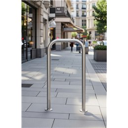 Stainless steel hoop bollard AISI 304 Ø48 mm H800 mm L480 mm ground‑set