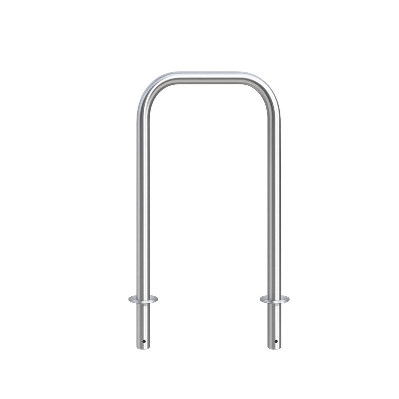 Stainless steel hoop bollard AISI 304 Ø48 mm H800 mm L480 mm ground‑set