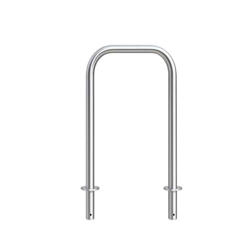 Stainless steel hoop bollard AISI 304 Ø48 mm H800 mm L480 mm ground‑set