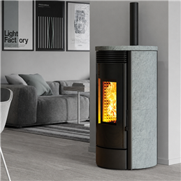 Air pellet stove with integrated upper ventilated smoke outlet MURA EVO NIS 9 EVO WIFI