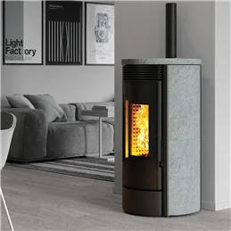 Stufa a pellet Caminetti Montegrappa MURA NIS9 EVO WIFI uscita fumi superiore 9 Kw 5 stelle