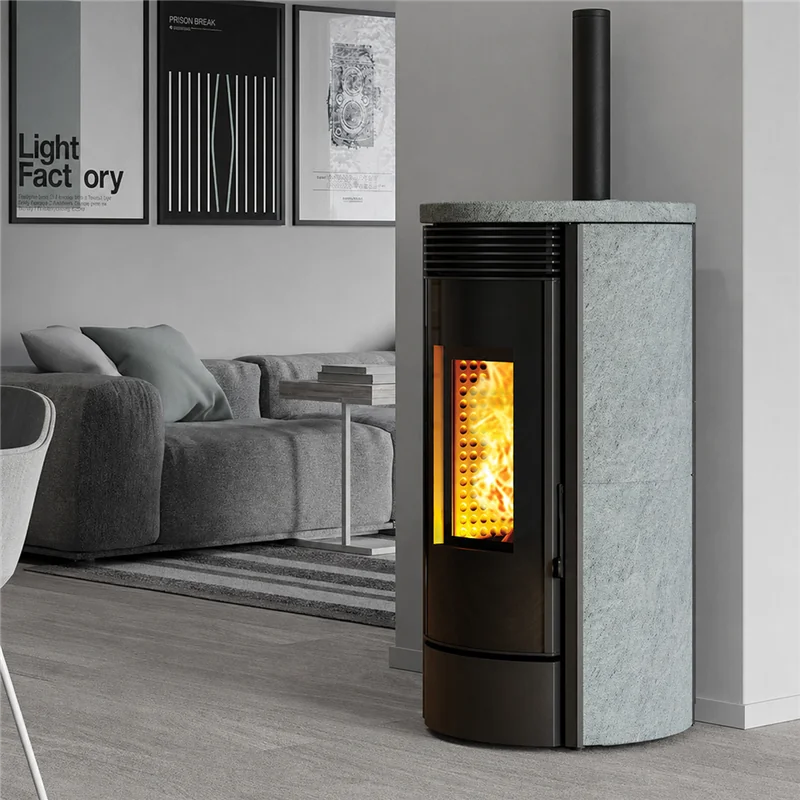 Stufa a pellet Caminetti Montegrappa MURA NIS9 EVO WIFI uscita fumi superiore 9 Kw 5 stelle