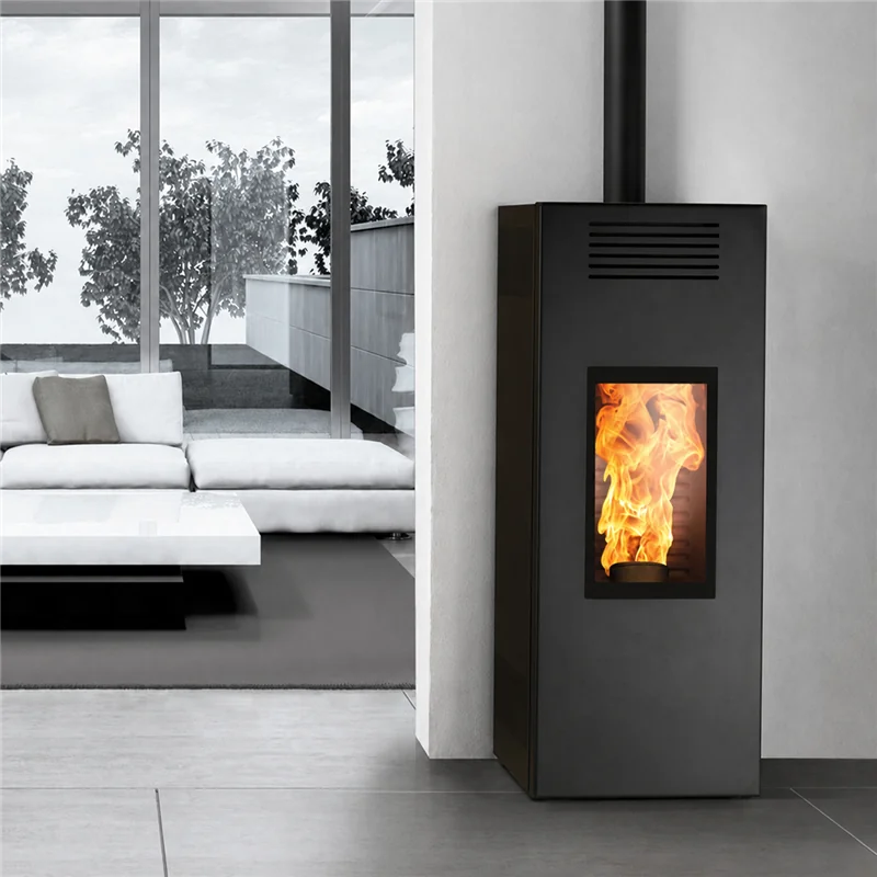 Pellet stove Caminetti Montegrappa NOIR EVO NIS10 smoke output above 9 Kw 5 stars