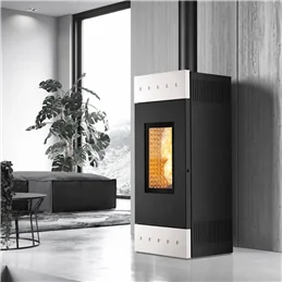 Stufa a pellet Caminetti Montegrappa TILE NIS9 EVO WIFI uscita fumi superiore 9 Kw 5 stelle