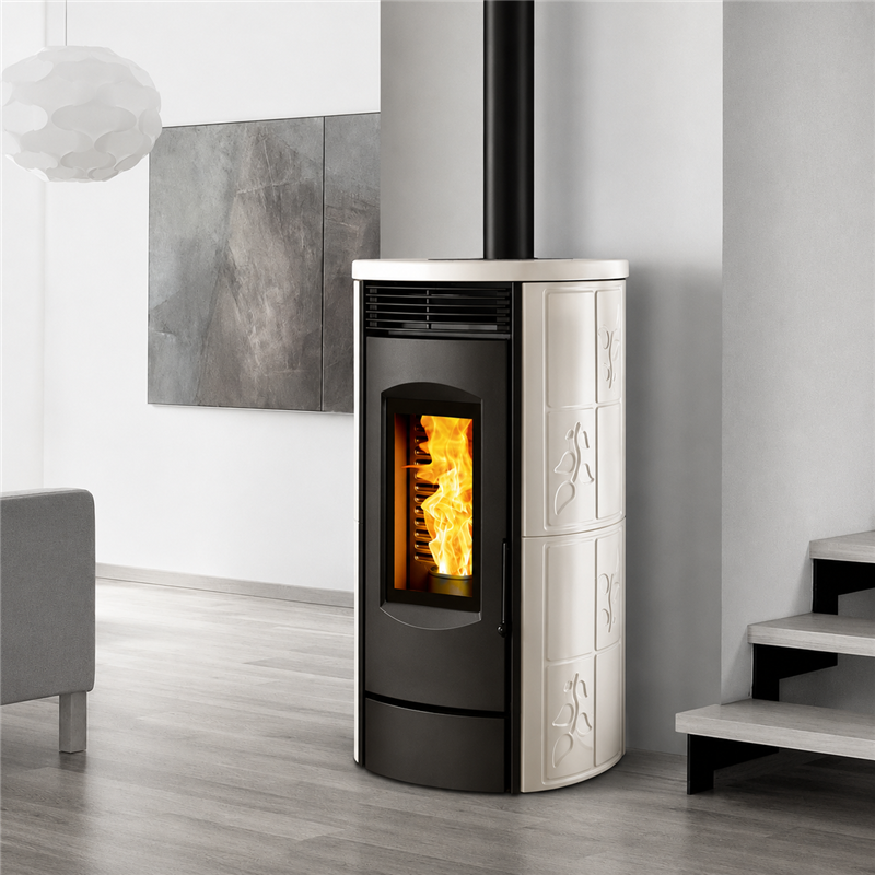 Stufa a pellet Caminetti Montegrappa ALPINA NIS9 EVO WIFI uscita fumi superiore 9 Kw 5 stelle