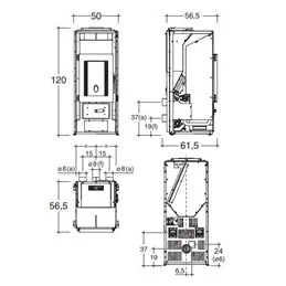 Pellet stove Caminetti Montegrappa CUMA MX16 ducted 3 motors