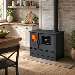 Cucina a Legna Blinky LINA con Forno – 7,9 kW – Portavetro – Antracite | 4 stelle