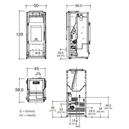 Self-cleaning pellet heating stove Caminetti Montegrappa CUMA