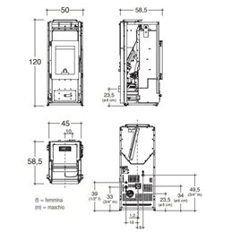 TermoStufa a pellet autopulente Caminetti Montegrappa CUMA MW22