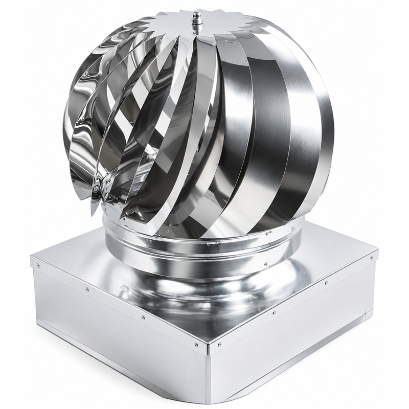 Cappello Eolico Girevole Base Quadrata in Acciaio Inox AISI 304