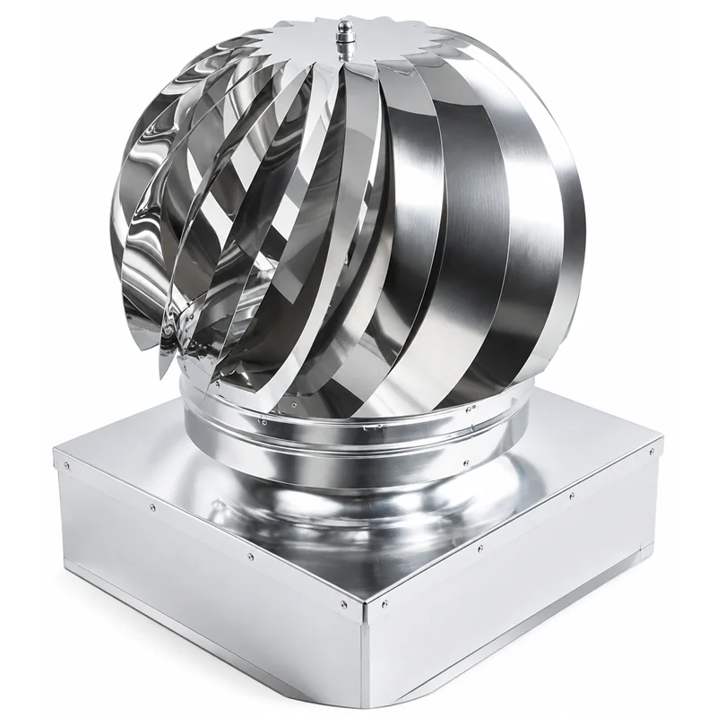 Rotating Wind Cowl with Square Base – AISI 304 Stainless Steel