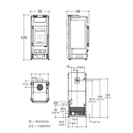 Termostufa a legna idro Caminetti Montegrappa GASSA M MLW22V 13,5 kW – 5 Stelle