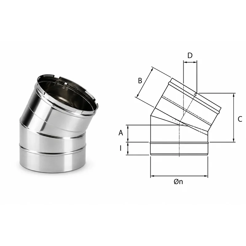 Curve at 30 ° VC3 Ventil INOX AISI304 ventilation duct