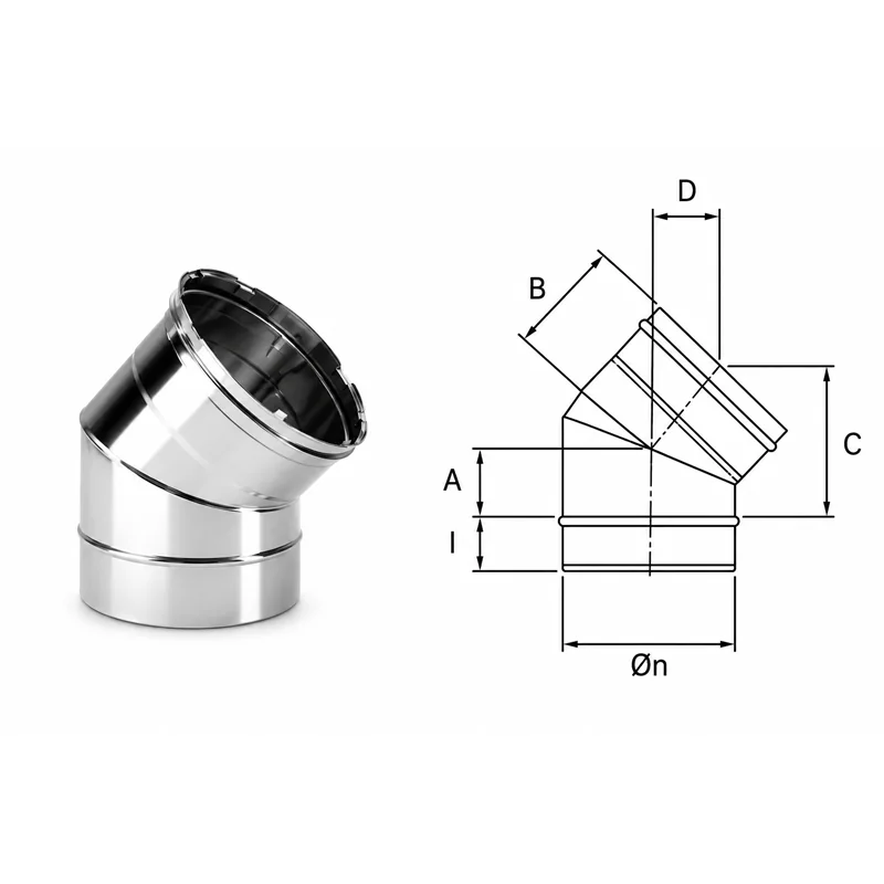 Curva a 45° VC4 Ventil INOX AISI304 condotta ventilazione