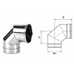 90 ° bend VC9 Ventil INOX AISI304 ventilation duct