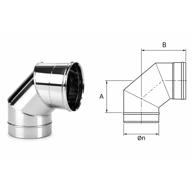 Curva a 90° VC9 Ventil INOX AISI304 condotta ventilazione