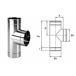 Raccordo a T 90° VT9 Ventil INOX AISI304 condotta ventilazione
