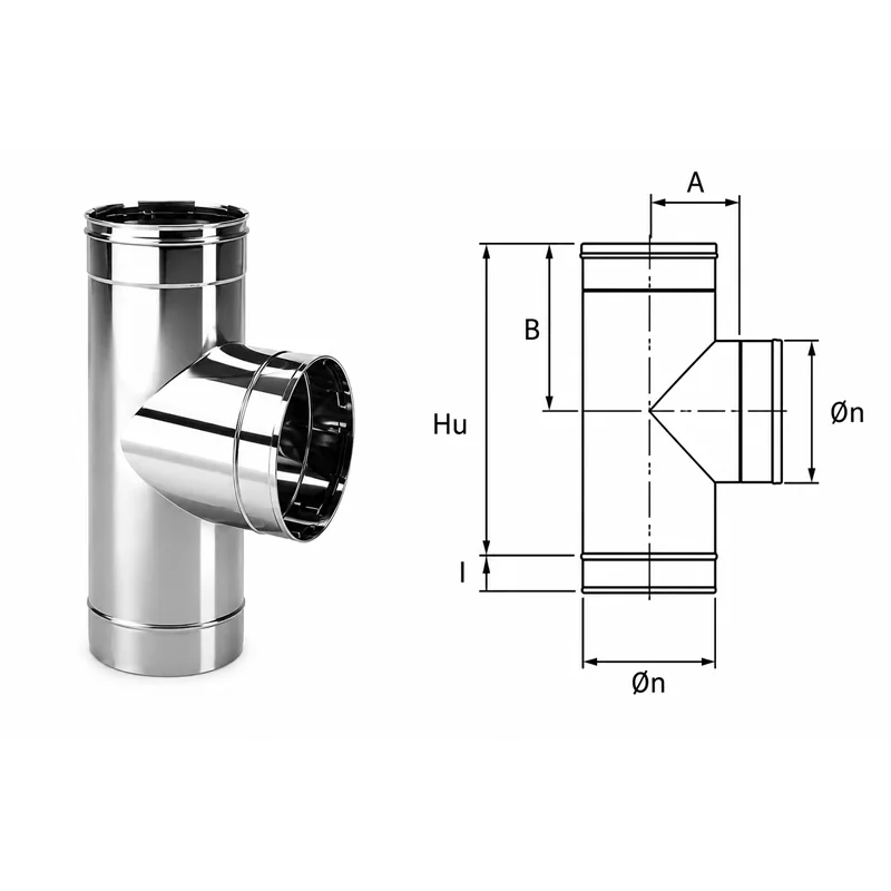 90 ° Tee VT9 Ventil INOX AISI304 ventilation duct