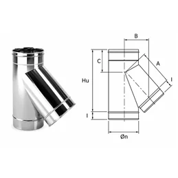 45 ° Tee fitting VT4 Ventil INOX AISI304 ventilation duct