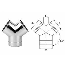 3-way diverter fitting VD3 Ventil INOX AISI304 ventilation duct