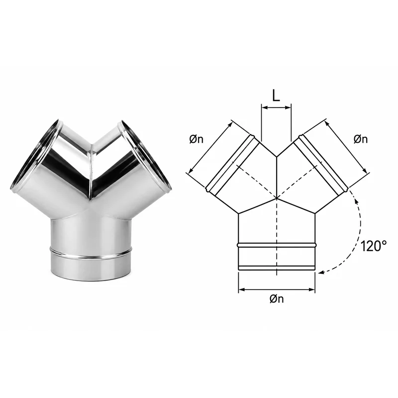 3-way diverter fitting VD3 Ventil INOX AISI304 ventilation duct