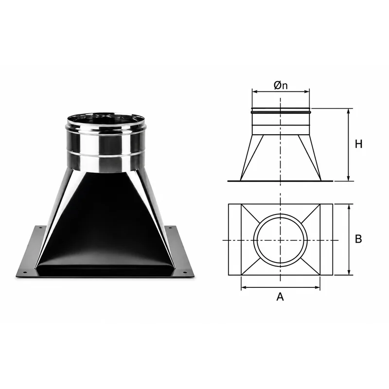 Tramoggia raccordo quadro-tondo VTRAM Ventil INOX AISI304