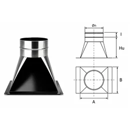 Tramoggia raccordo quadro-tondo VTRAM Ventil INOX AISI304