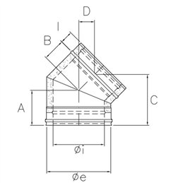 Curva 45° De Marinis ISO 25 PLUS P2C4 doppia parete G50