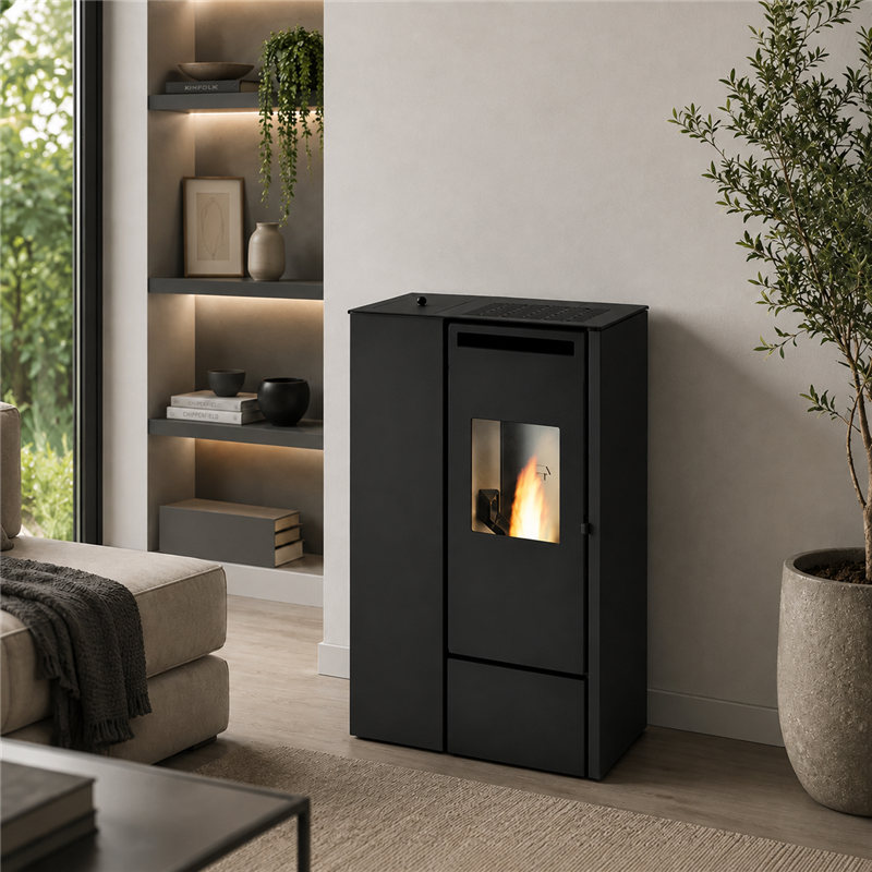 CLELIA Slim Pellet Stove – Punto Fuoco 11kW Ducted with Two Motors | 5 Stars