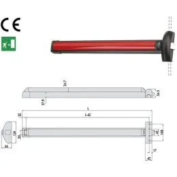 Cisa panic exit device 59811.10.0 Fast Touch Triple L 1200