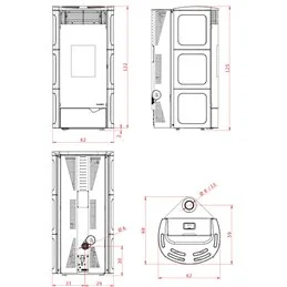 Stufa a pellet Palazzetti Ecofire Nadine TC 9 US Pro2 9,3 kW coassiale canalizzabile in ceramica – 5 Stelle