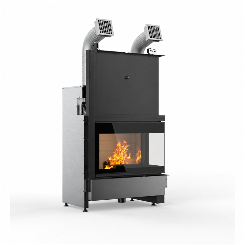 Palazzetti Ecomonoblocco WTX 80 Corner L / R 17.9 kW Wood Fireplace