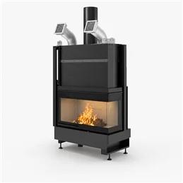 Caminetto a legna angolare Palazzetti Ecomonoblocco WTX 90 L / R 19,1 kW – 5 Stelle