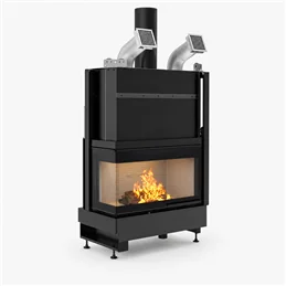 Caminetto a legna angolare Palazzetti Ecomonoblocco WTX 90 L / R 19,1 kW – 5 Stelle