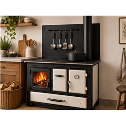 De Marinis PAR black steel splashback for wood-burning cookers - wall protection