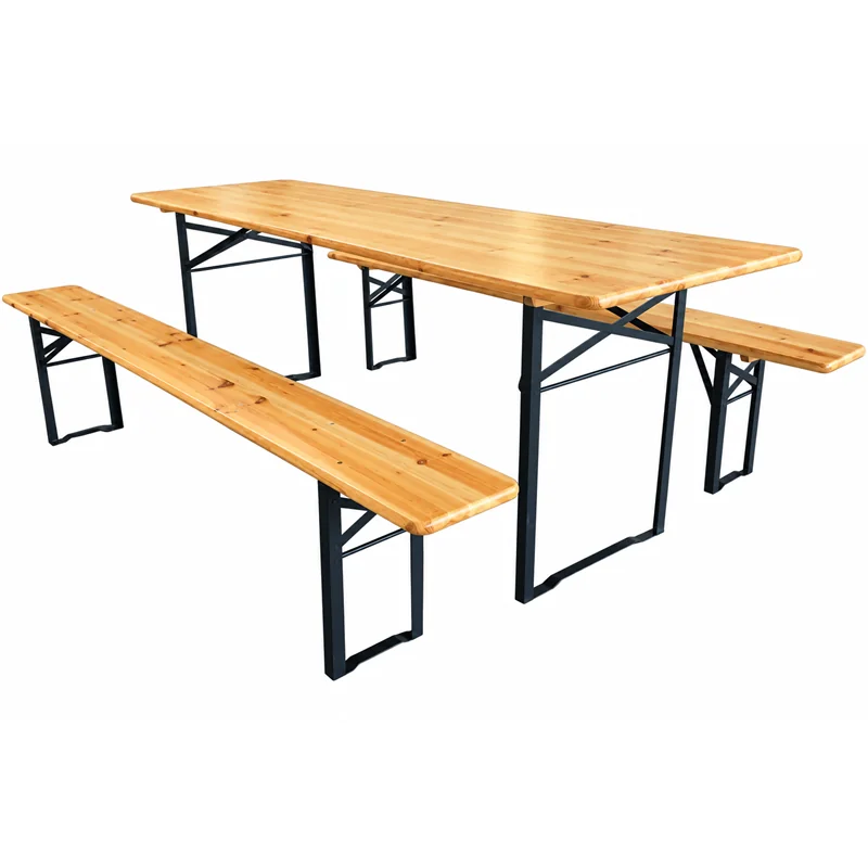 Set birreria VIGOR MAXI in legno – Tavolo 220×70 cm + 2 panche pieghevoli