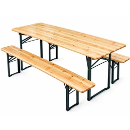 Set birreria VIGOR MEDIUM in legno – Tavolo 180×70 cm + 2 panche pieghevoli
