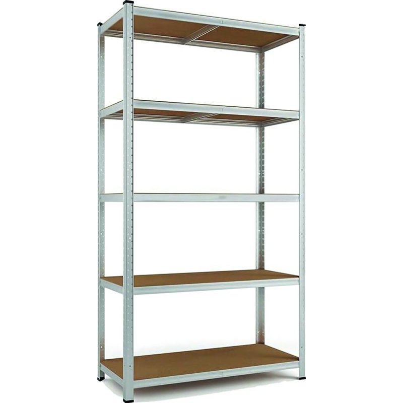 VIGOR 5-Shelf MDF Shelving Unit 90×40×180 cm – Galvanised, 175 kg per Shelf