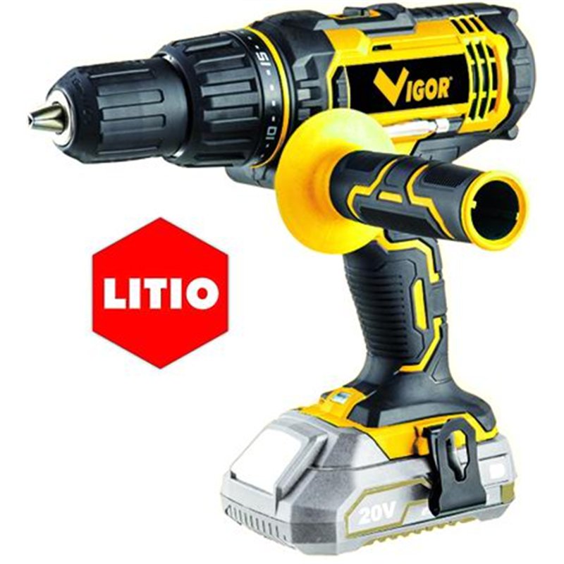 Trapano avvitatore a percussione VIGOR VI-T20PN/LI 20 V nudo – 50 Nm, 2 velocità