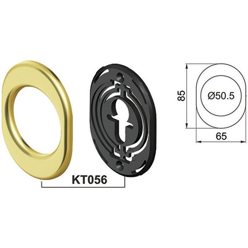 DISEC KT056 – Oval Escutcheon for Ø50 mm Cylinder Protectors, Gold, Bronze or Silver