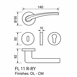 Colombo Design Blazer FL11 R/RY – Round Rose Door Lever | Francesco Lucchese