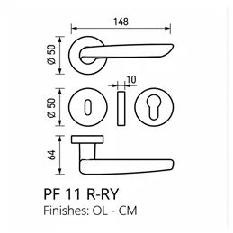 Colombo Design Daytona PF11 R/RY – Maniglia per Porta su Rosetta Tonda | Pininfarina