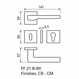 Colombo Design Dea FF21 R/RY – Square Rose Door Lever | Pio & Tito Toso